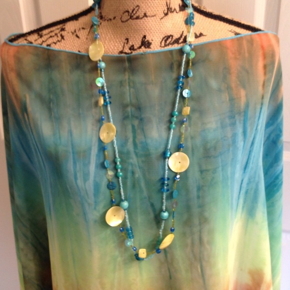 Long multi-colored beaded necklaces