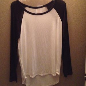 Black and white base ball tee