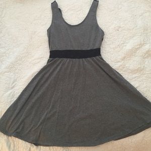 Grey and black lace fit-n-flare dress
