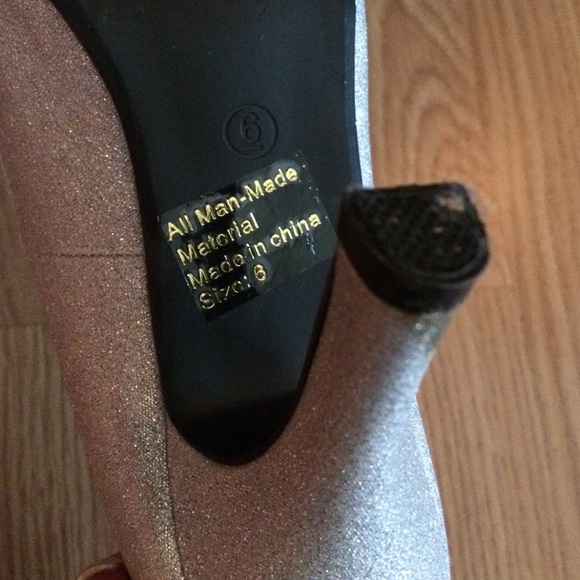 Silver glitter heels Sz 6 - Picture 2 of 4
