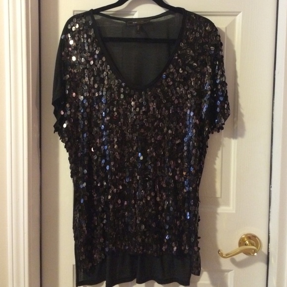 BCBGMAXAZRIA black sequin top, size small