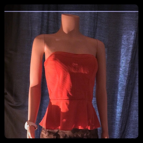 **bebe**Peplum Strapless Top