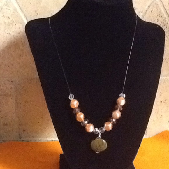 19" floating turquoise, pearl and crystal necklace