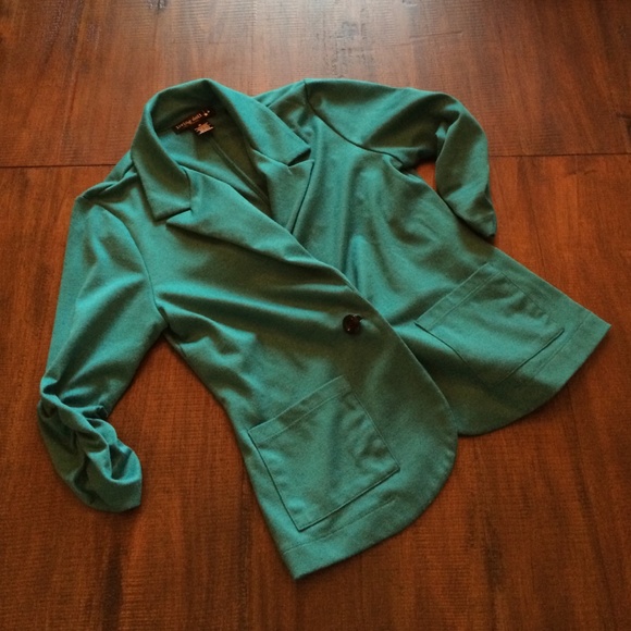 Turquoise Three Quarter Sleeve Blazer