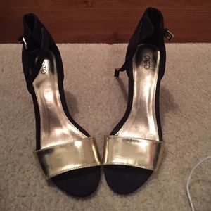 Cato black and gold heels