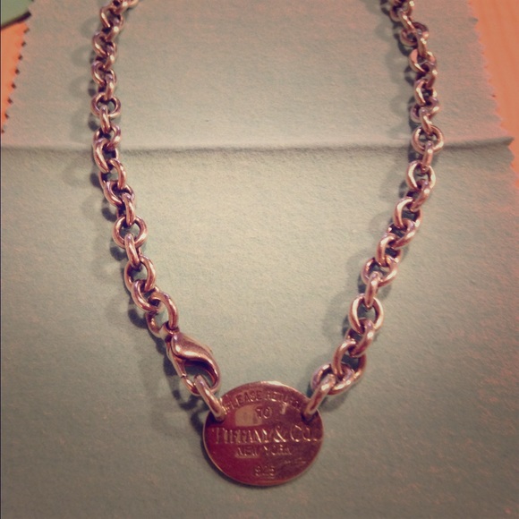 Tiffany & Co Sterling Silver Oval Tag Necklace