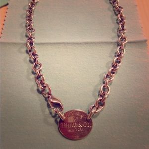 Tiffany & Co Sterling Silver Oval Tag Necklace