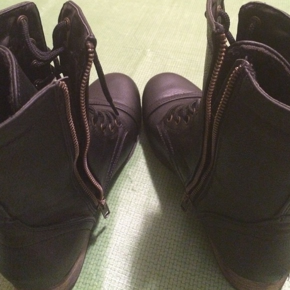 Black lace up combat boots