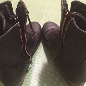 Black lace up combat boots