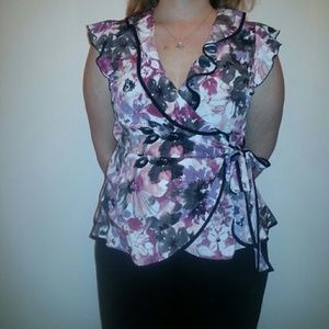 Floral wrap blouse
