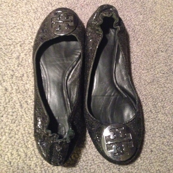 Authentic Black Tory Burch Reva Flats