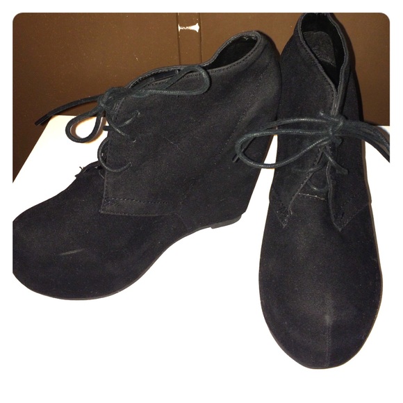 Black Wedge Booties