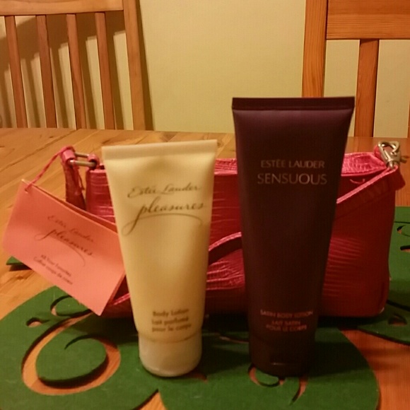 Compact makeup bag and body creams