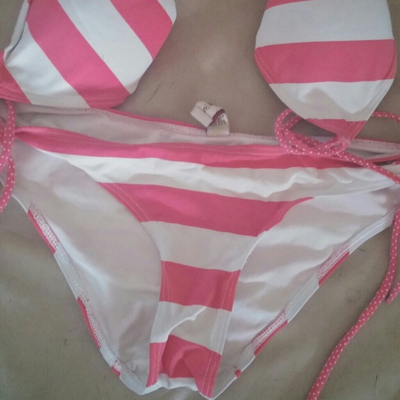 Pink and white swimsuit