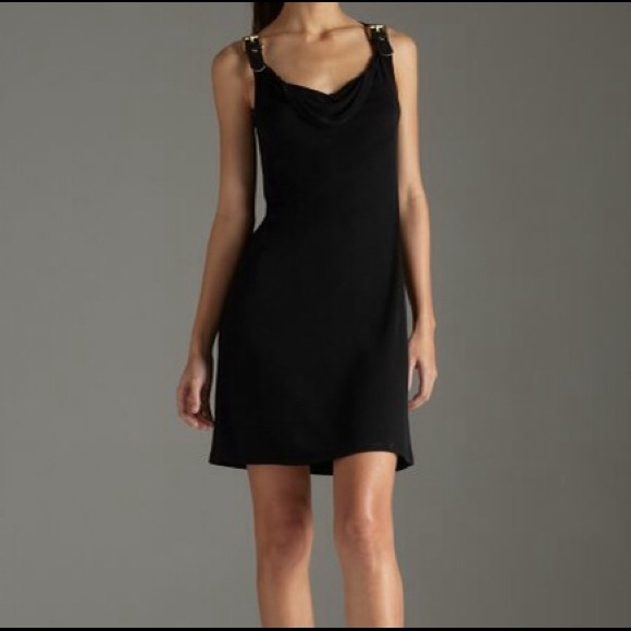 Michael Kors Dresses & Skirts - Michael Kors Black Jersey Leather Strap  Dress L