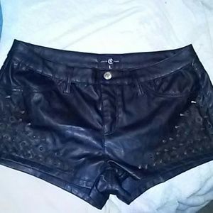 Cello leather with golden spikes shorts