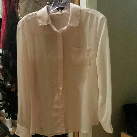 Nasty Gal Pale Pink Chiffon Top medium