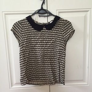 H&M Bunny Print Collared Top