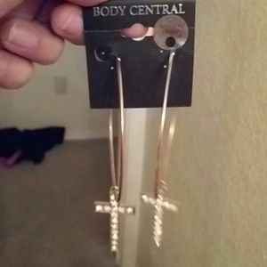 Gold hoop with cross earings