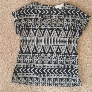 Tribal print short sleeve blouse