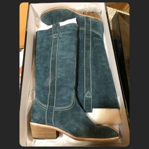 Ninewest boutique 9 shoe boots leather blue suede