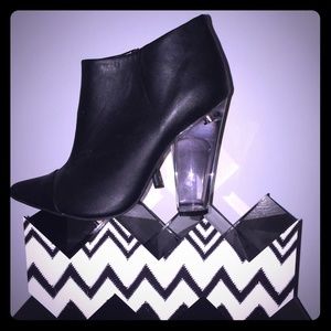 Lucite heel bootie