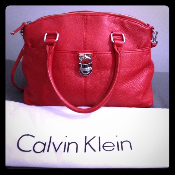 Calvin Klein red leather bad
