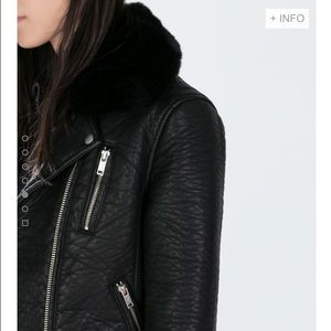 zara men's leather jacket with fur collar