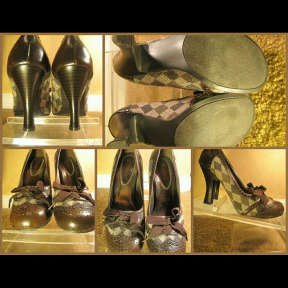 Bongo Brown Argyle Look Back Pumps