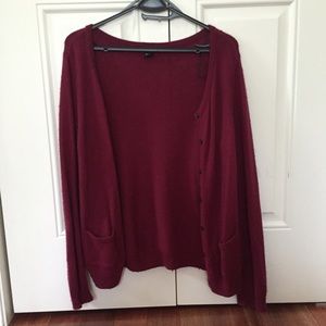 Fuzzy Maroon Cardigan