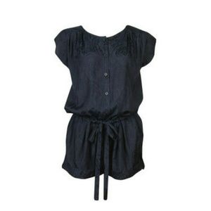 Forever 21 Navy Paisley Print Silk Romper