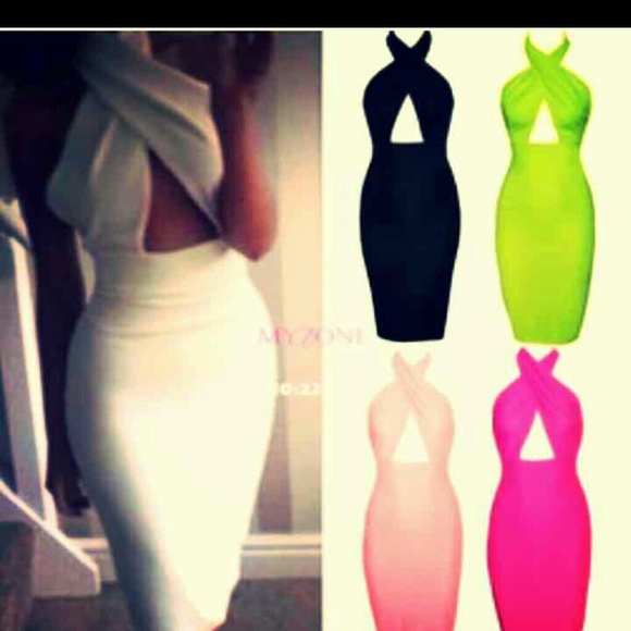 Black crossover bodycon dress