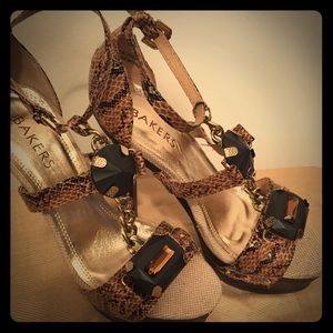 Snake Skin Jeweled Heels