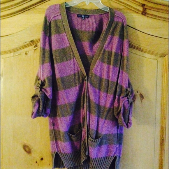 Lilac and brown cardigan