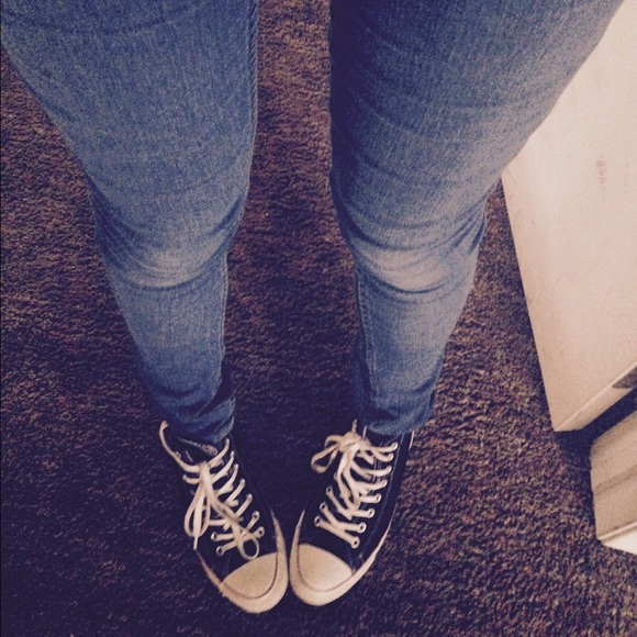 Purple and Black high top converse