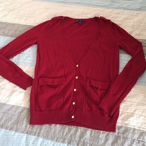 Red cardigan