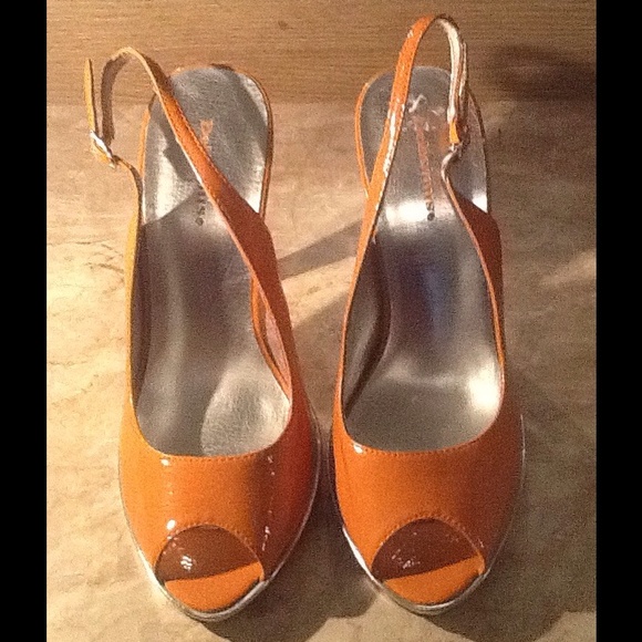 Delicious Shoes! Orange & Silver.