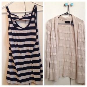 Cardigan and Navy Blue Tank