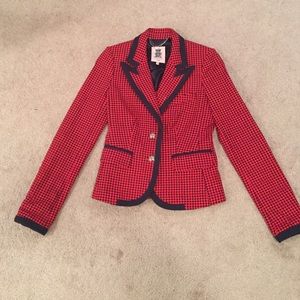 Juicy Couture red and navy houndstooth blazer