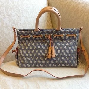 💖Dooney & Bourke Canvas DB Print Tassel Handbag🎀