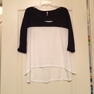 Black and white color block top