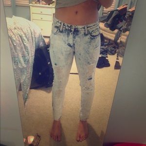 Light destroyed denim jeans never worn with tags