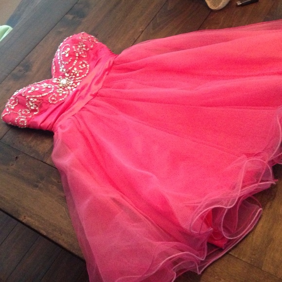 Super Adorable Short Pink Rhinestone Dress