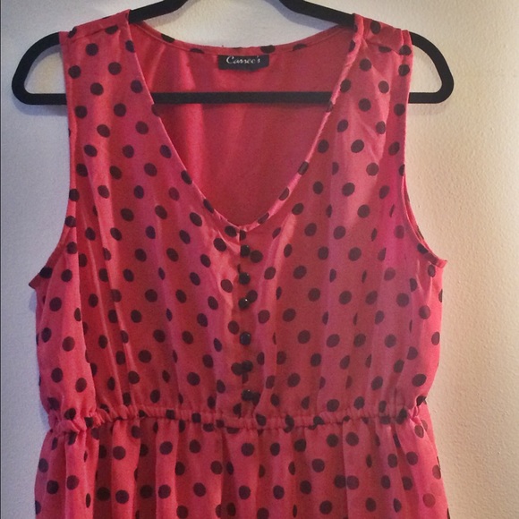 SOLD IN BUNDLE! 🌸 NWOT Warm Pink Polka Dot Dress - Picture 1 of 4