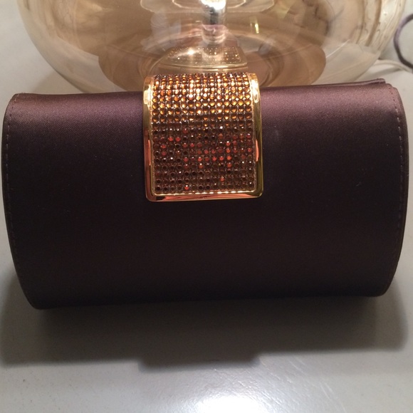Brown Satin Evening Bag by Carlo Fellini
