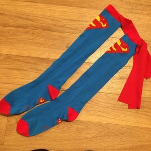 Knee High Superman + Batman Socks