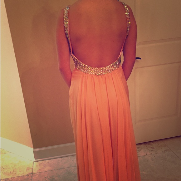 Pics of embellished coral dress for a customer
