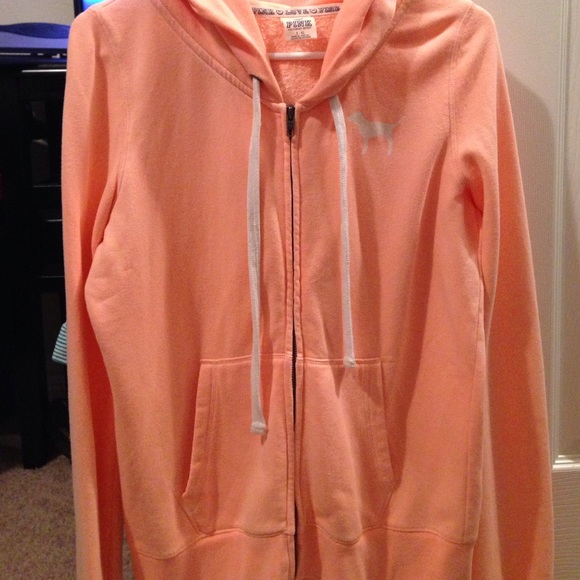 Peach Victoria's Secret Zip up Hoodie LOVE PINK