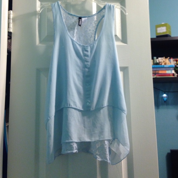 Lacey light blue tank top