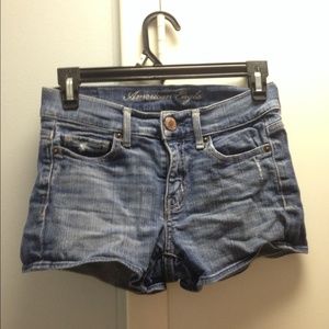 denim high rise shorts